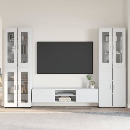 TV Cabinet Set FLORIN 3 pcs High Gloss White Engineered Wood