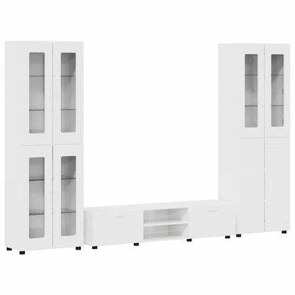 TV Cabinet Set FLORIN 3 pcs High Gloss White Engineered Wood
