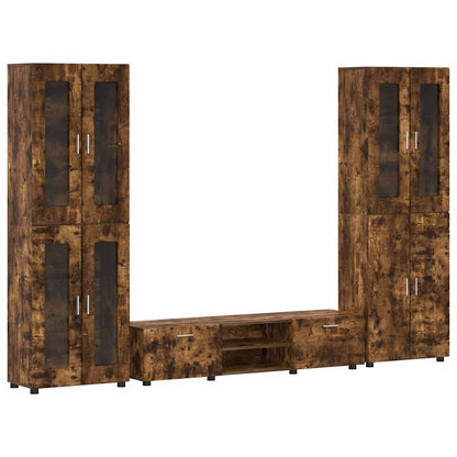 TV Cabinet Set FLORIN 3 pcs Smoked Oak Engineered Wood
