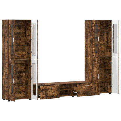 TV Cabinet Set FLORIN 3 pcs Smoked Oak Engineered Wood