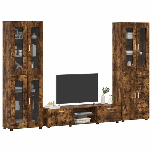 TV Cabinet Set FLORIN 3 pcs Smoked Oak Engineered Wood