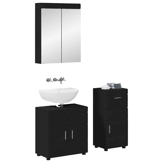 Bathroom Furniture Set TULUM 3 pcs Black 60 x 34 x 63 cm