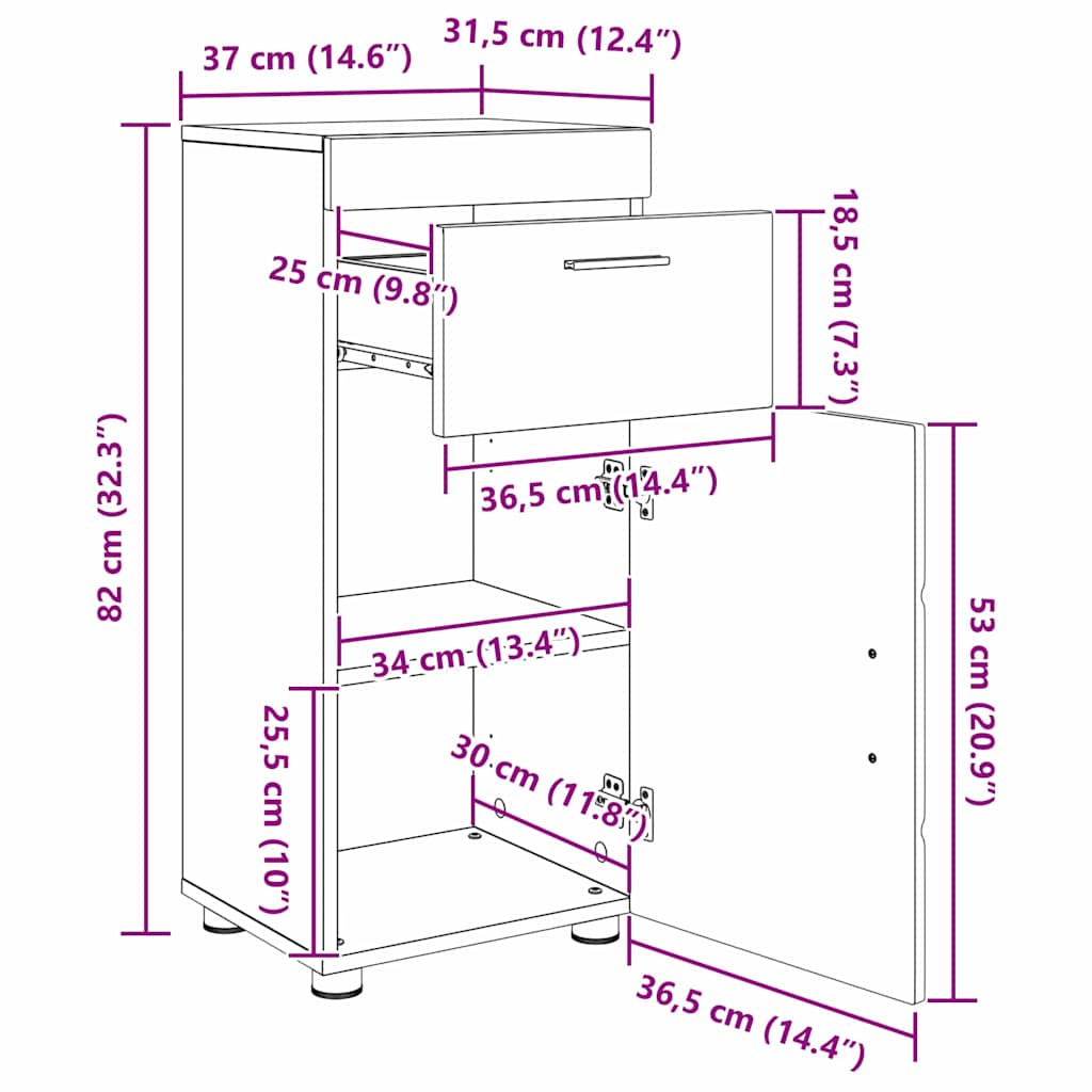 Bathroom Furniture Set TULUM 3 pcs Black 60 x 34 x 63 cm