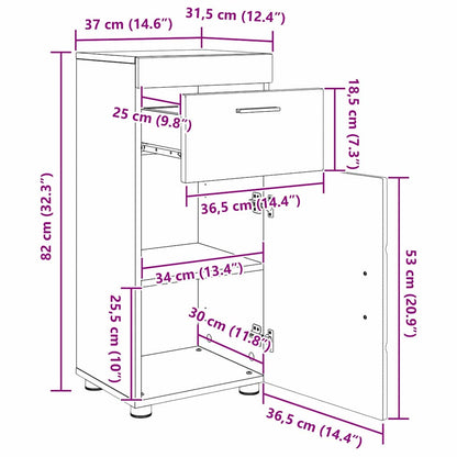 Bathroom Furniture Set TULUM 3 pcs Black 60 x 34 x 63 cm