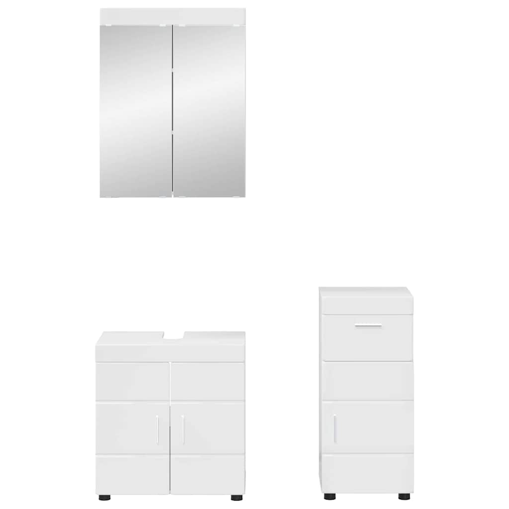 Bathroom Furniture Set TULUM 3 pcs High Gloss White
