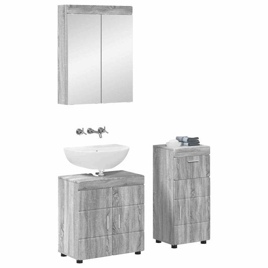 Bathroom Furniture Set TULUM 3 pcs Grey Sonoma 60 x 34 x 63 cm