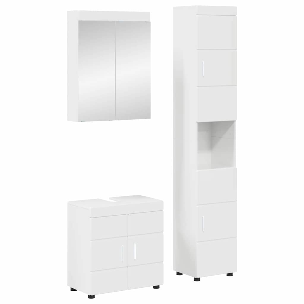 Bathroom Furniture Set TULUM 3 pcs High Gloss White