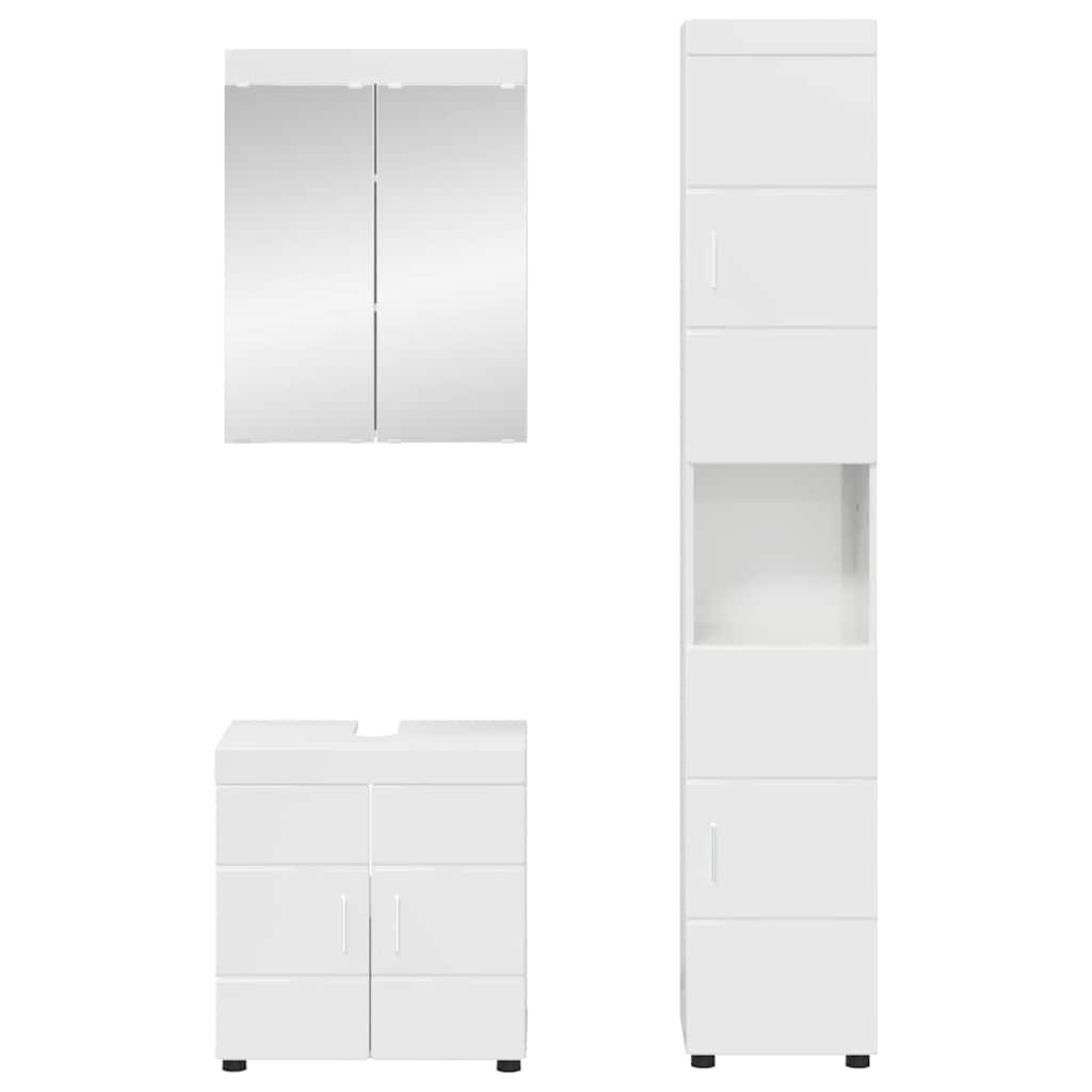 Bathroom Furniture Set TULUM 3 pcs High Gloss White