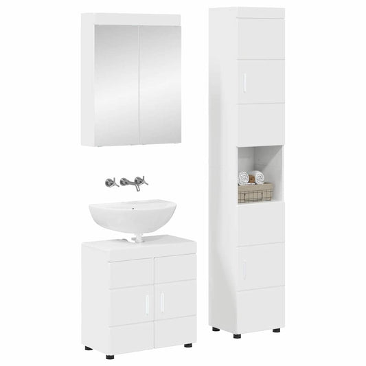 Bathroom Furniture Set TULUM 3 pcs High Gloss White