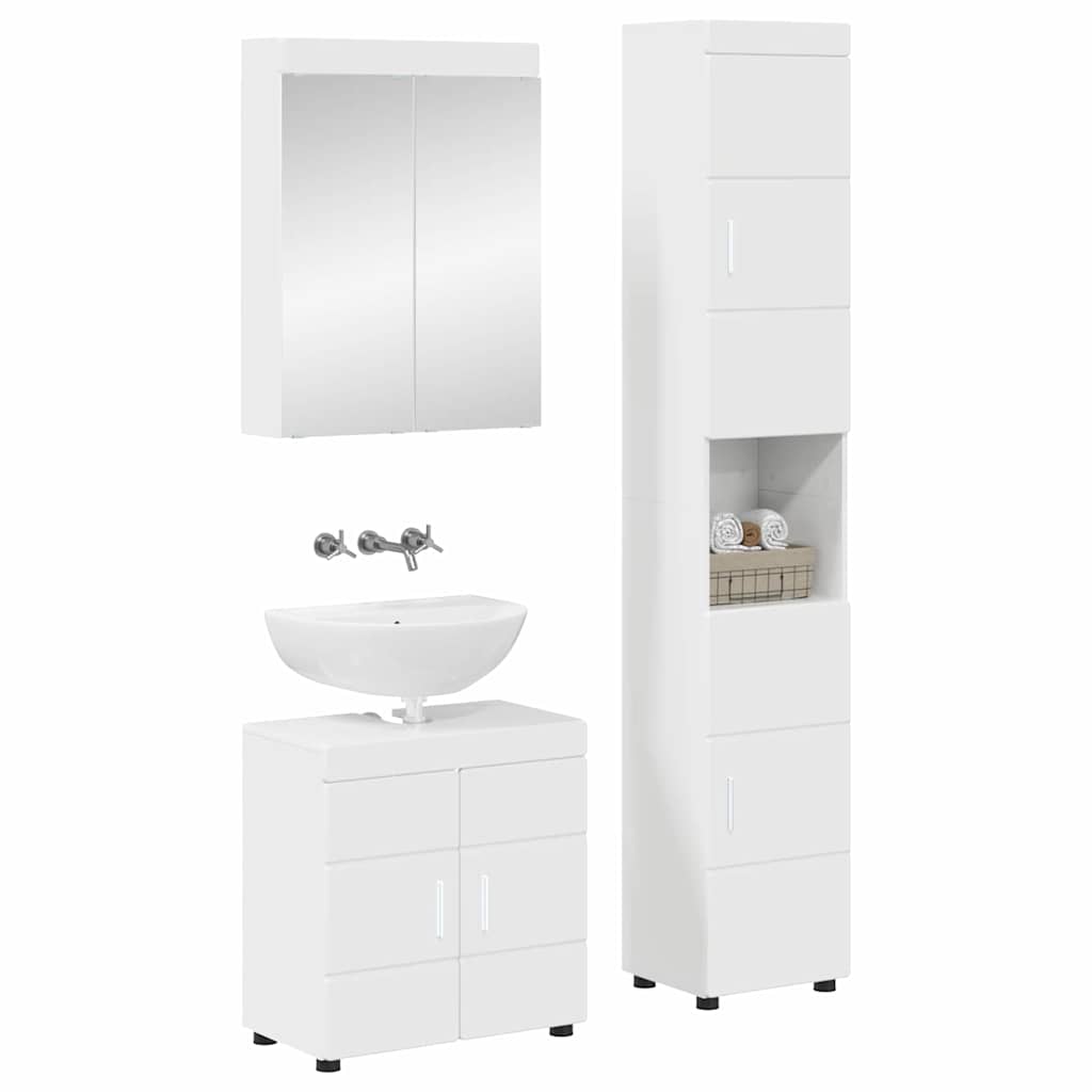 Bathroom Furniture Set TULUM 3 pcs High Gloss White