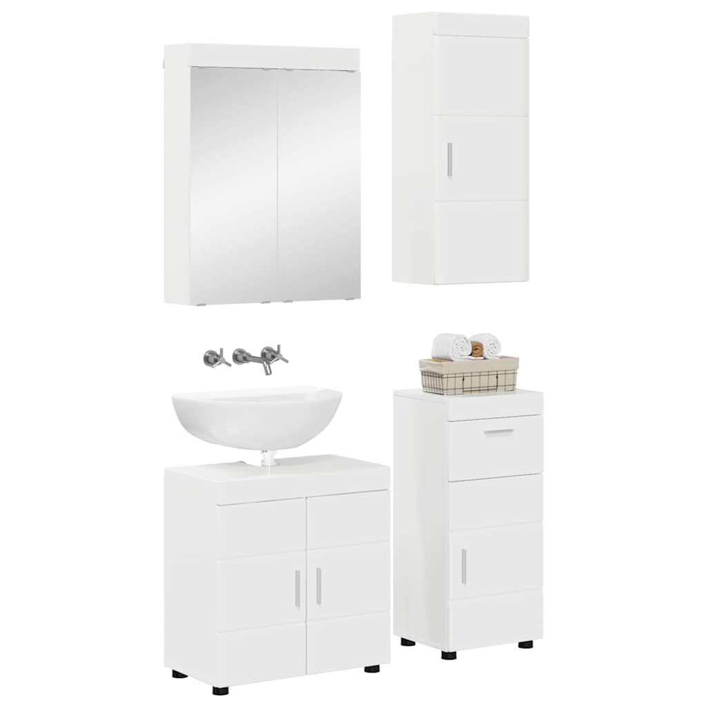 Bathroom Furniture Set TULUM 4 pcs High Gloss White