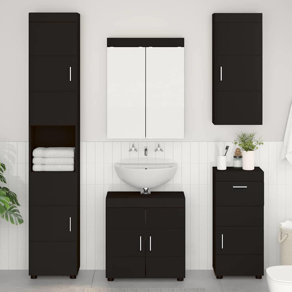 Bathroom Furniture Set TULUM 5 pcs Black 60 x 34 x 63 cm