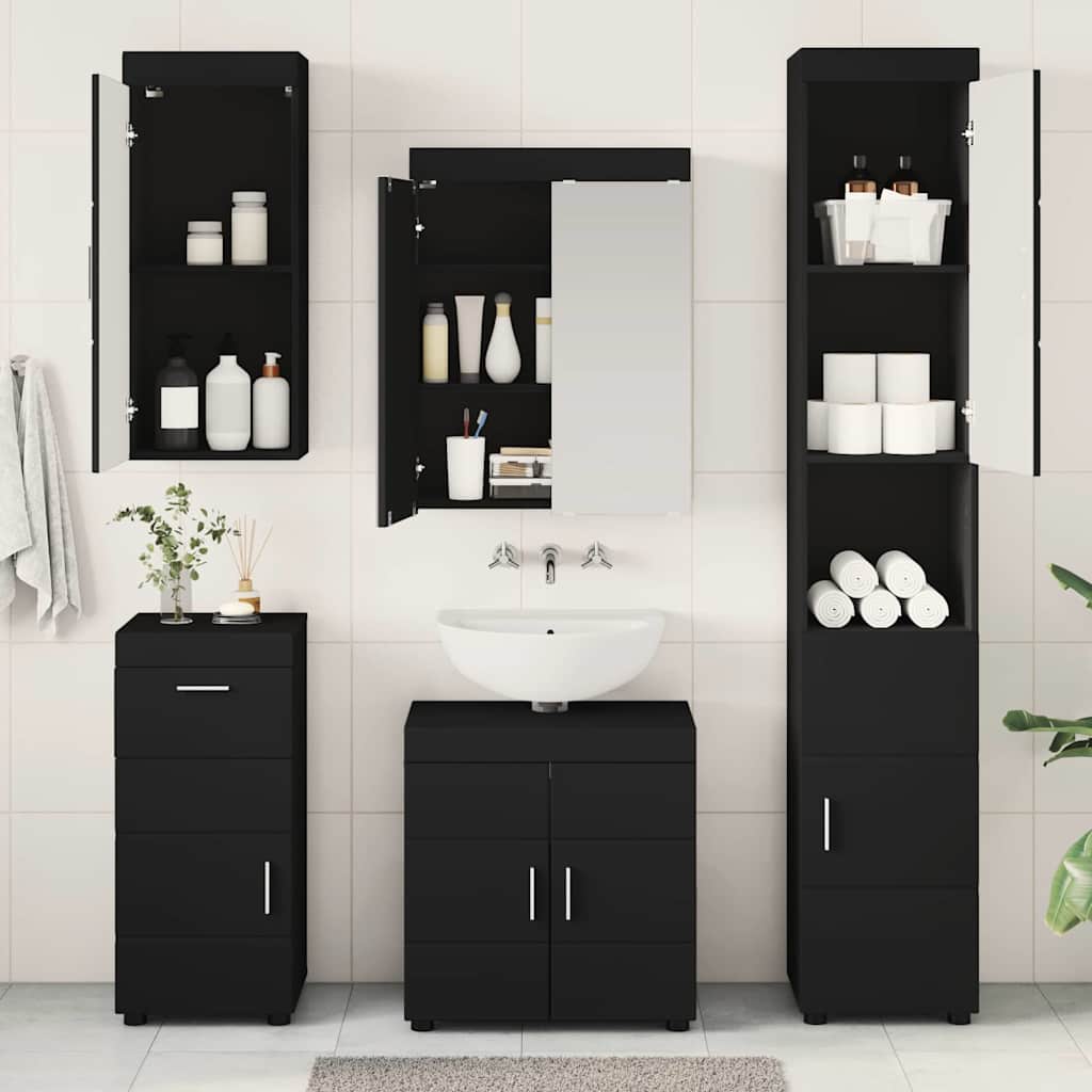 Bathroom Furniture Set TULUM 5 pcs Black 60 x 34 x 63 cm
