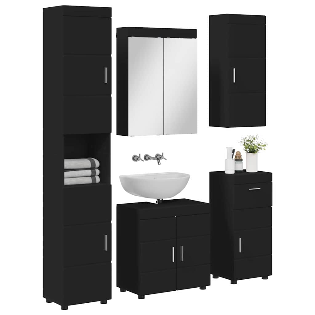 Bathroom Furniture Set TULUM 5 pcs Black 60 x 34 x 63 cm