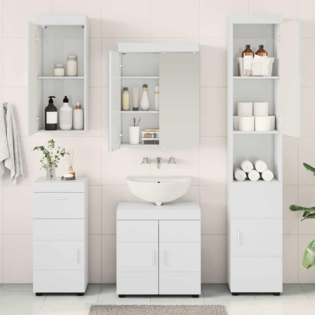 Bathroom Furniture Set TULUM 5 pcs High Gloss White
