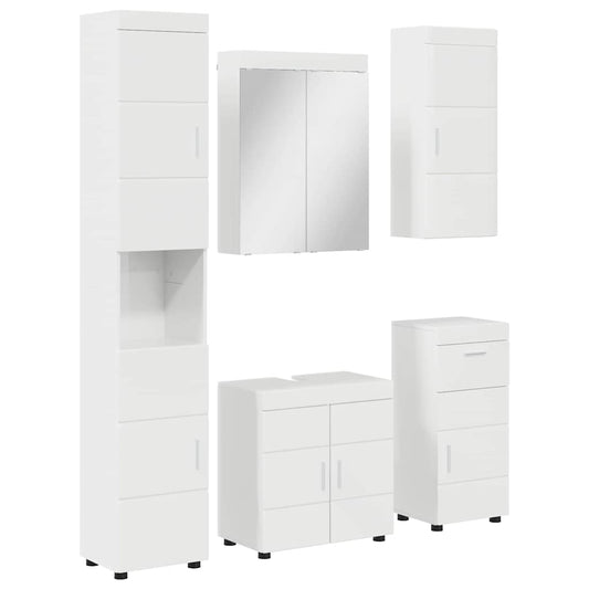 Bathroom Furniture Set TULUM 5 pcs High Gloss White