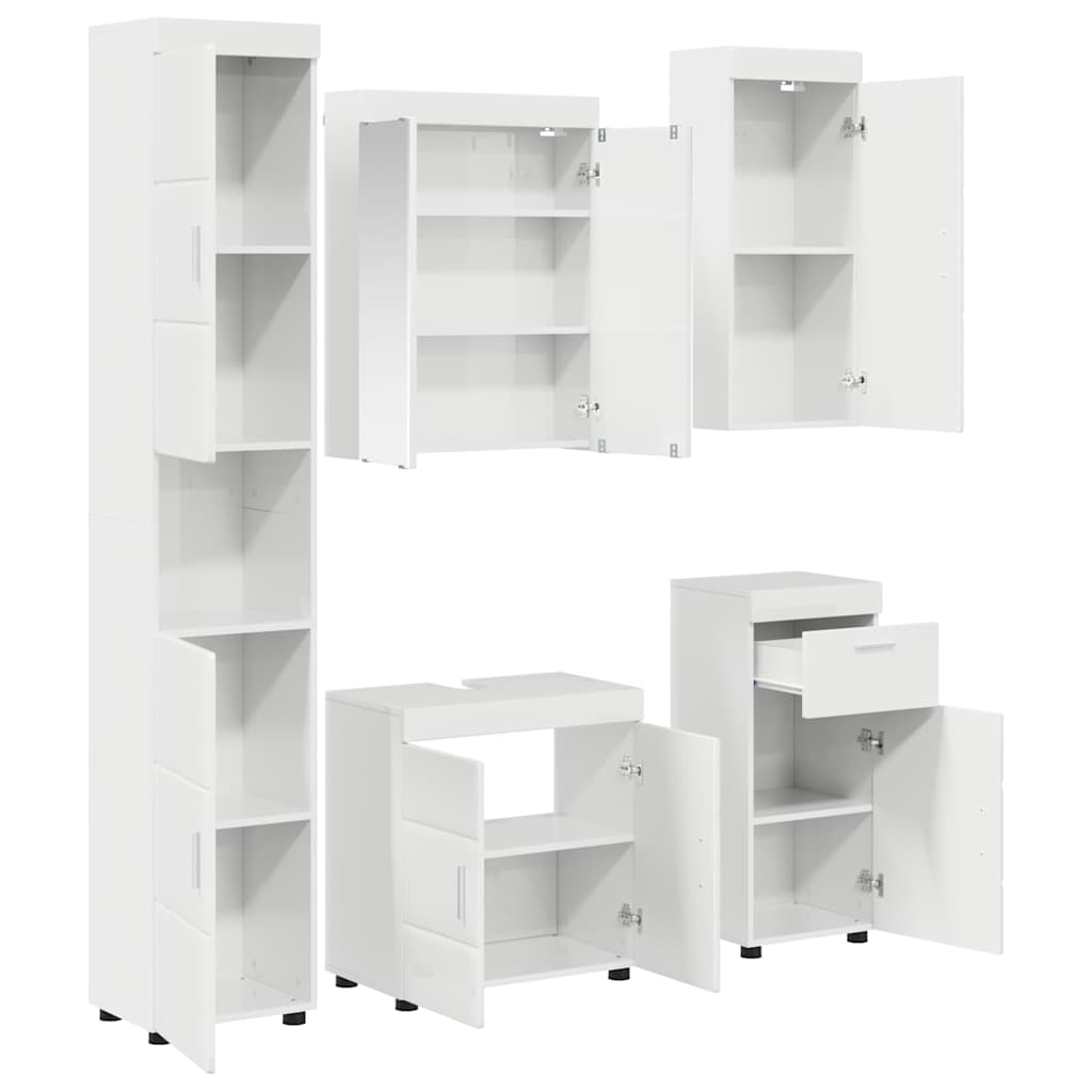 Bathroom Furniture Set TULUM 5 pcs High Gloss White