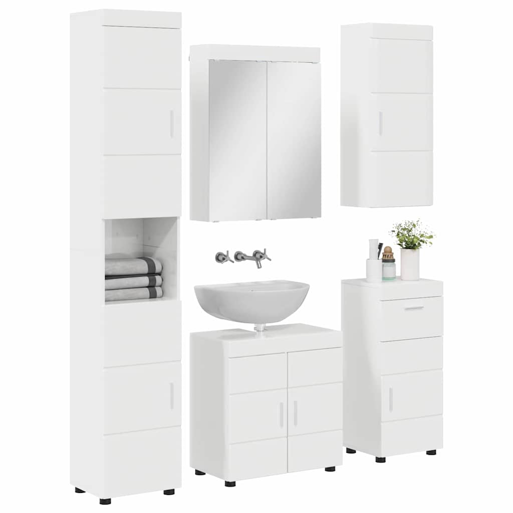 Bathroom Furniture Set TULUM 5 pcs High Gloss White