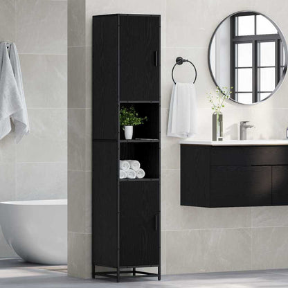 Bathroom Furniture Set with Door Black Oak 35 x 37.5 x 188.5 cm