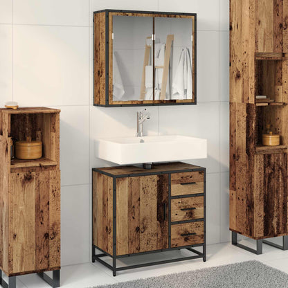 Bathroom Furniture Set with Door 2 pcs Old Wood Engineered Wood