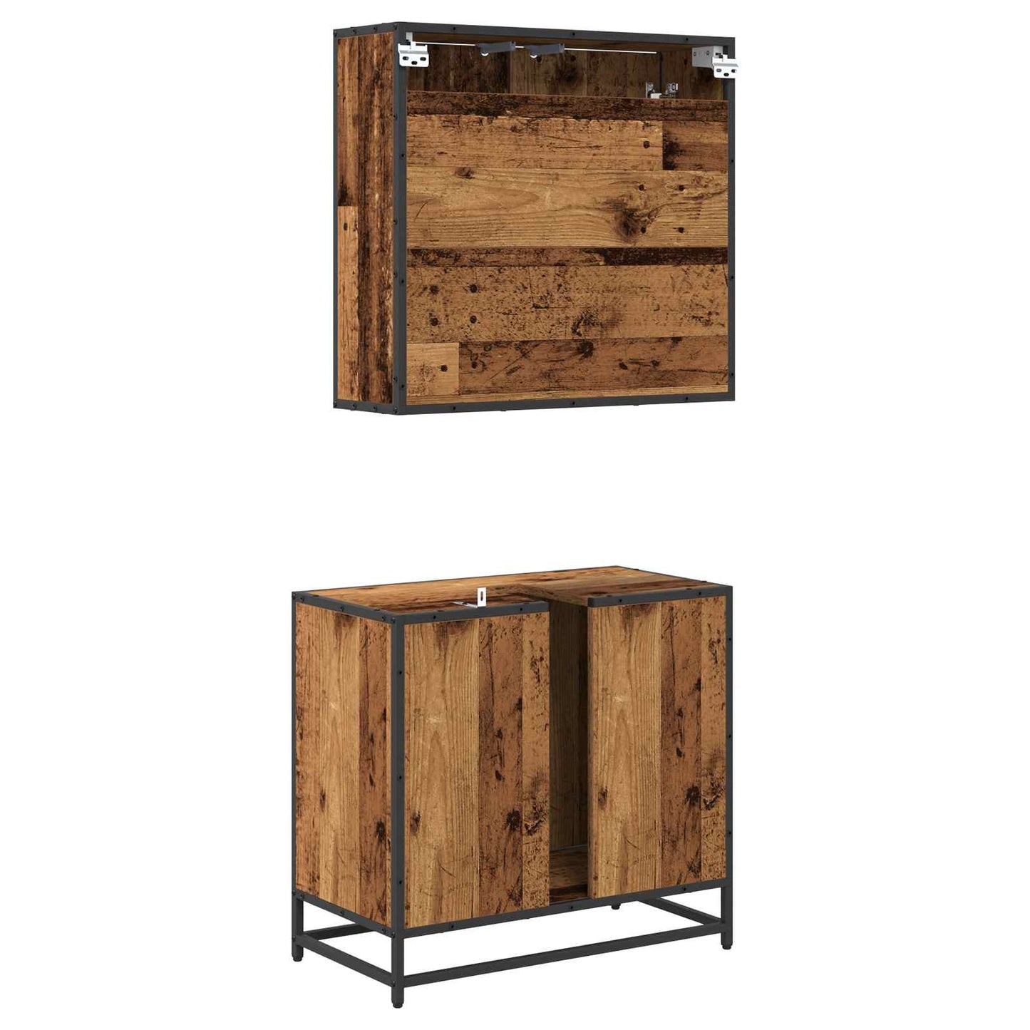Bathroom Furniture Set with Door 2 pcs Old Wood Engineered Wood