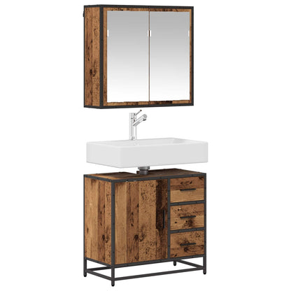 Bathroom Furniture Set with Door 2 pcs Old Wood Engineered Wood