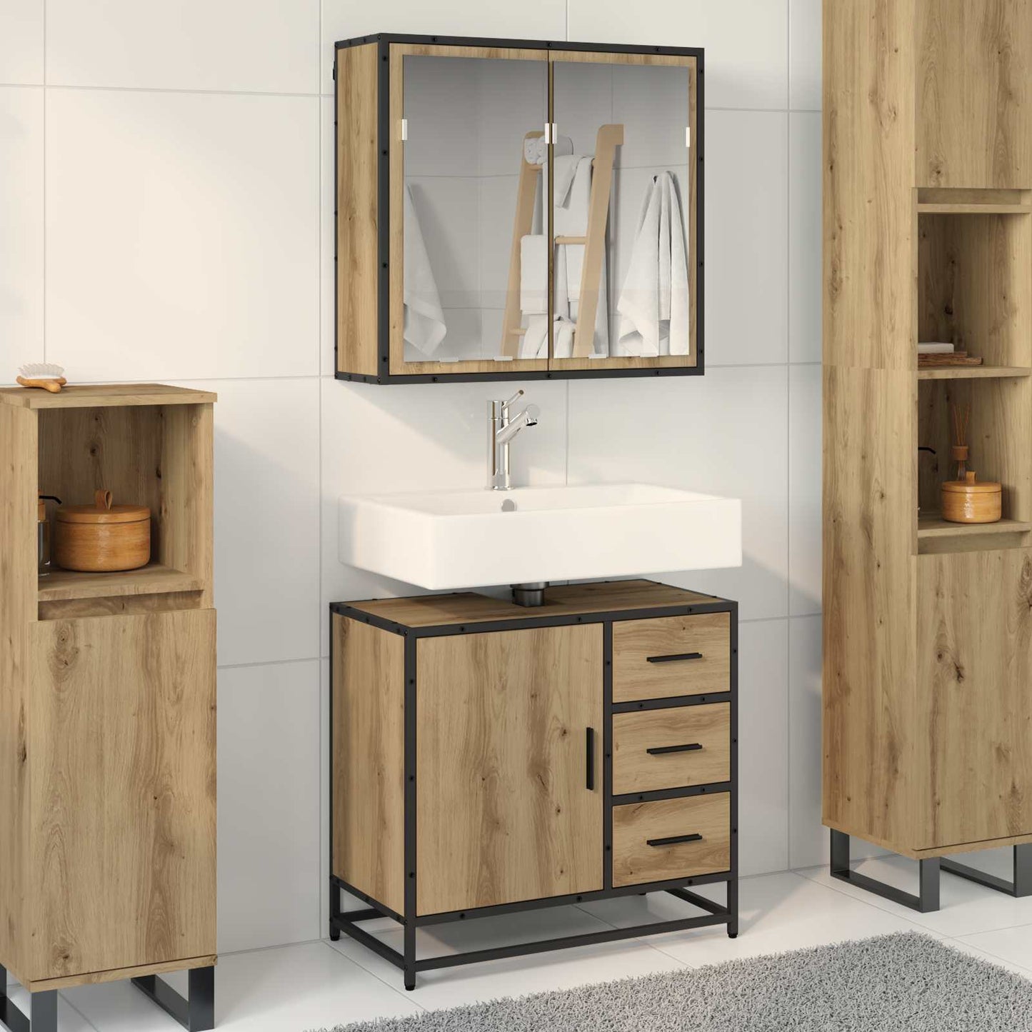 Bathroom Furniture Set 2 pcs Artisan Oak Engineered Wood