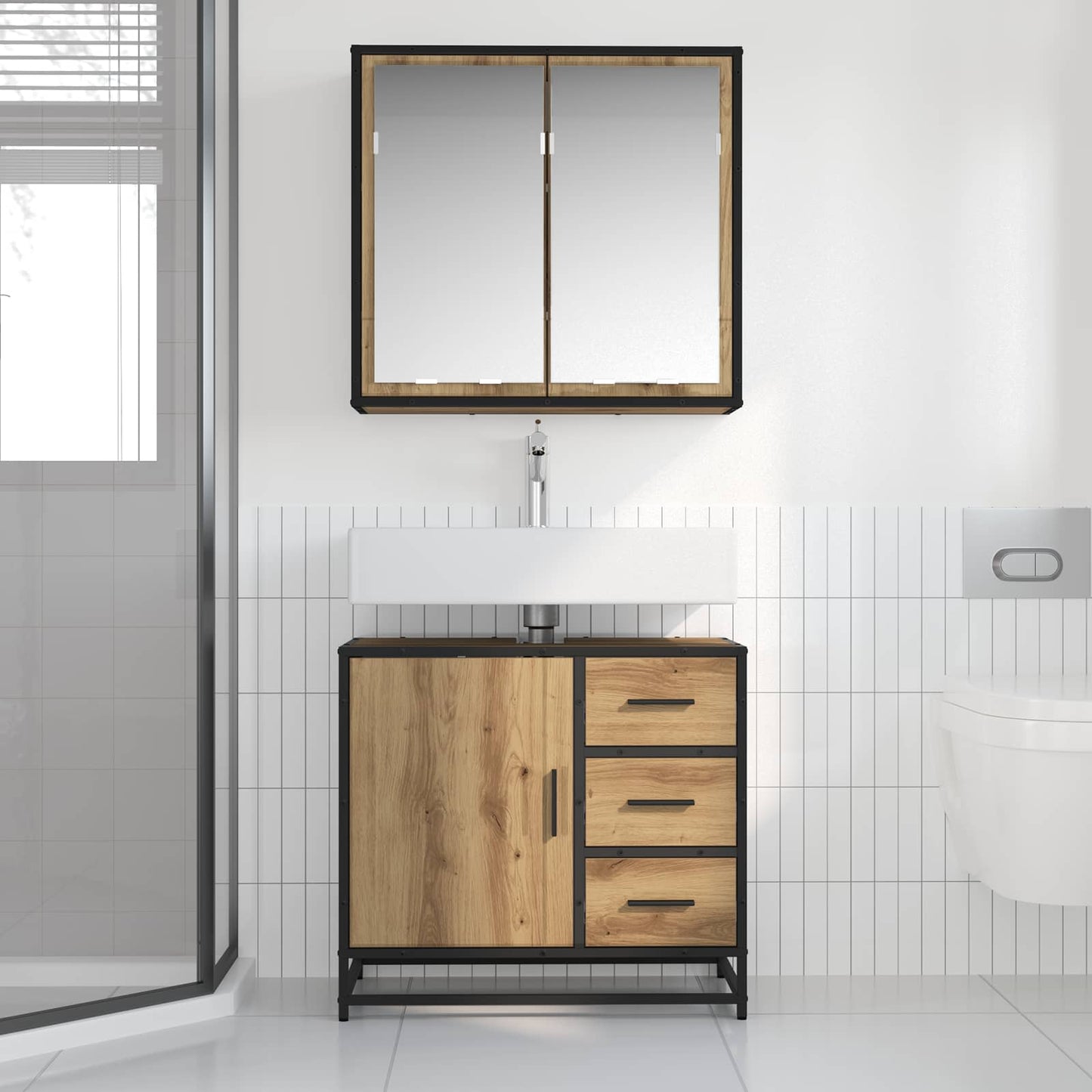 Bathroom Furniture Set 2 pcs Artisan Oak Engineered Wood