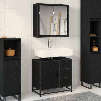 Bathroom Furniture Set 2 pcs Black oak Engineered wood