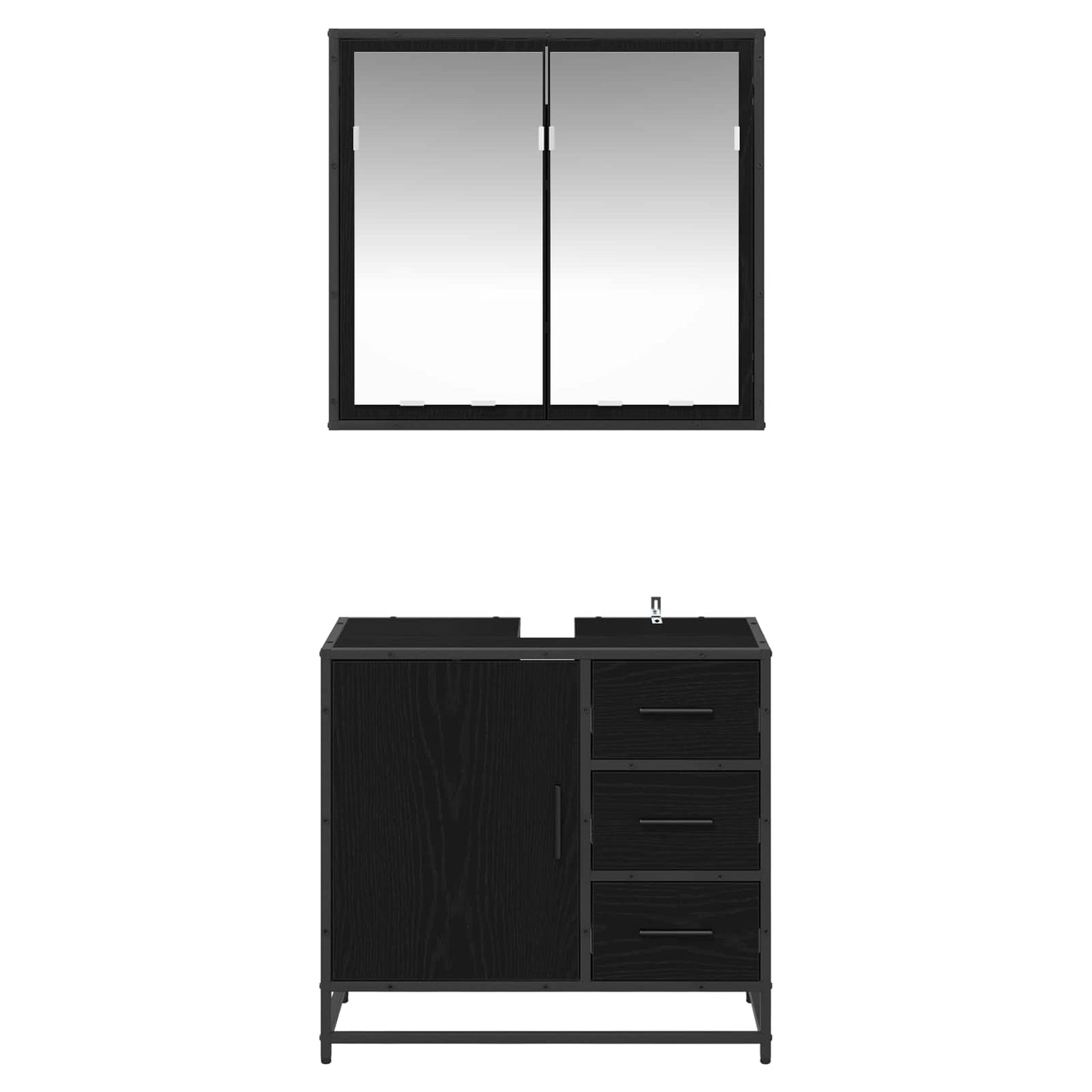 Bathroom Furniture Set 2 pcs Black oak Engineered wood