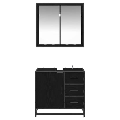 Bathroom Furniture Set 2 pcs Black oak Engineered wood