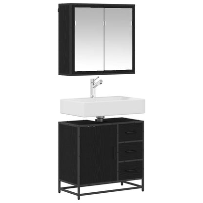 Bathroom Furniture Set 2 pcs Black oak Engineered wood