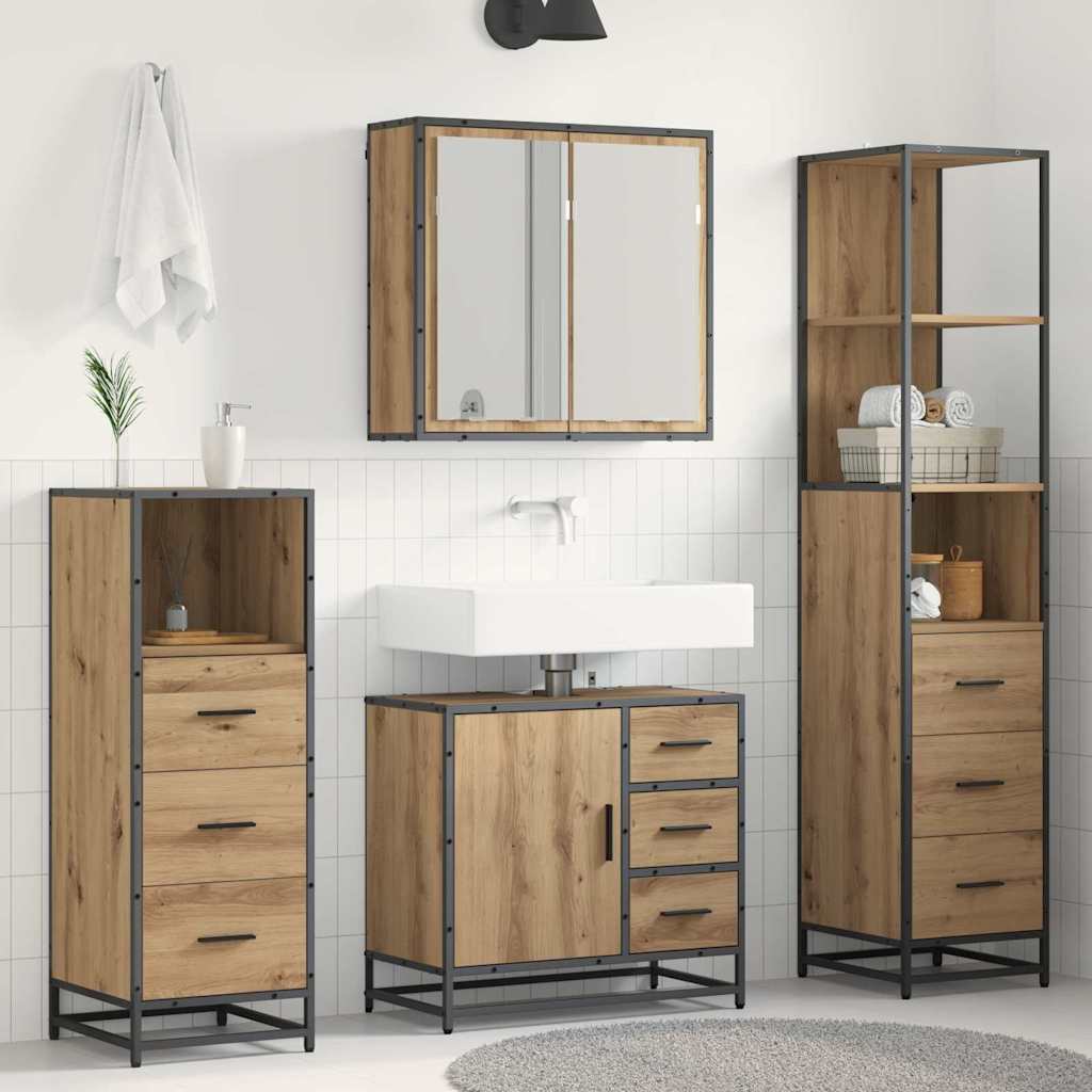 Bathroom Furniture Set 4 pcs Artisan Oak Engineered Wood