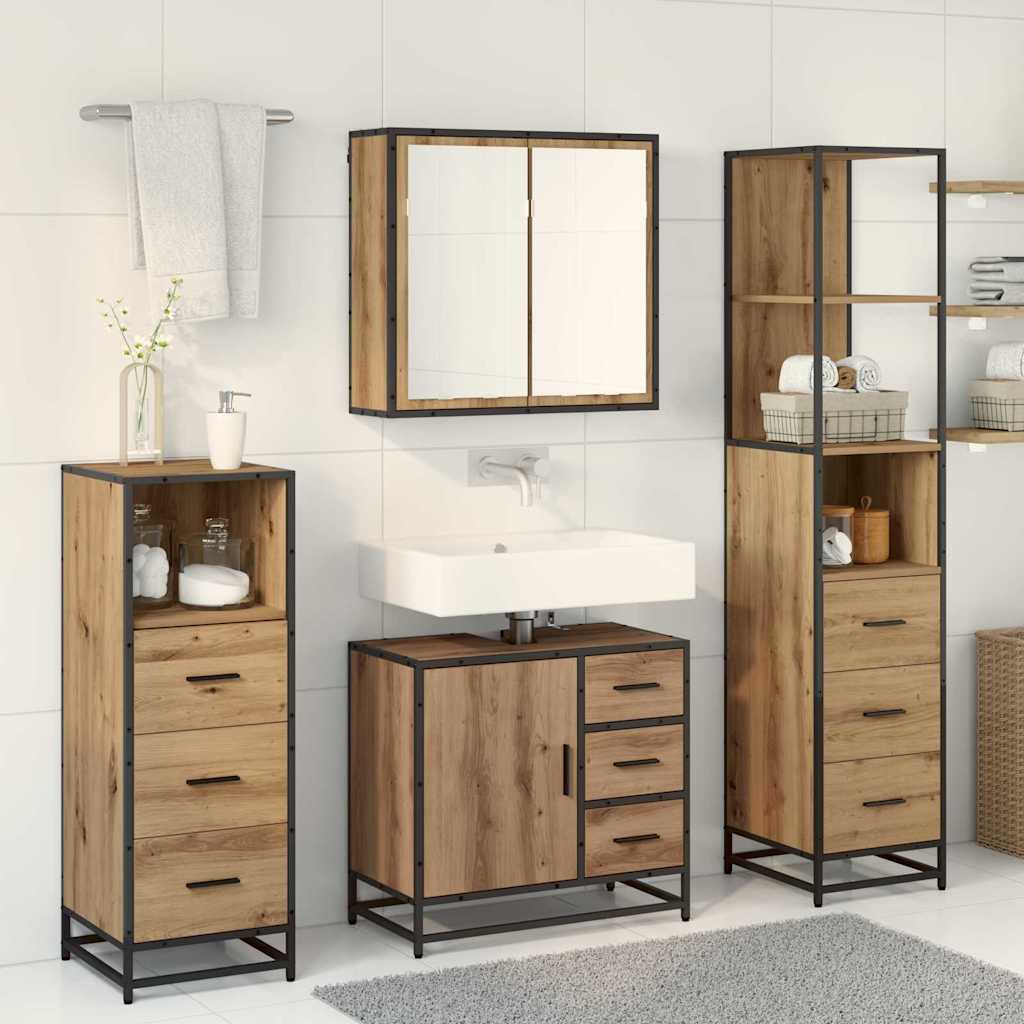 Bathroom Furniture Set 4 pcs Artisan Oak Engineered Wood