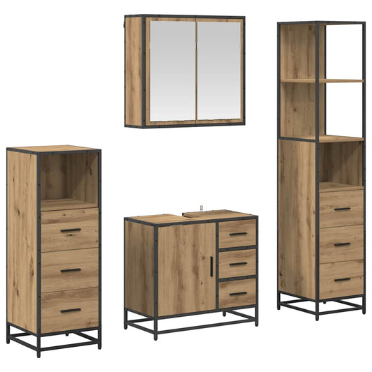 Bathroom Furniture Set 4 pcs Artisan Oak Engineered Wood