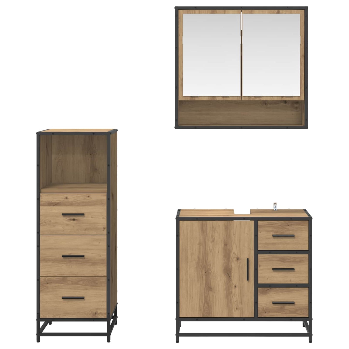 Bathroom Furniture Set 3 pcs Artisan Oak Engineered Wood