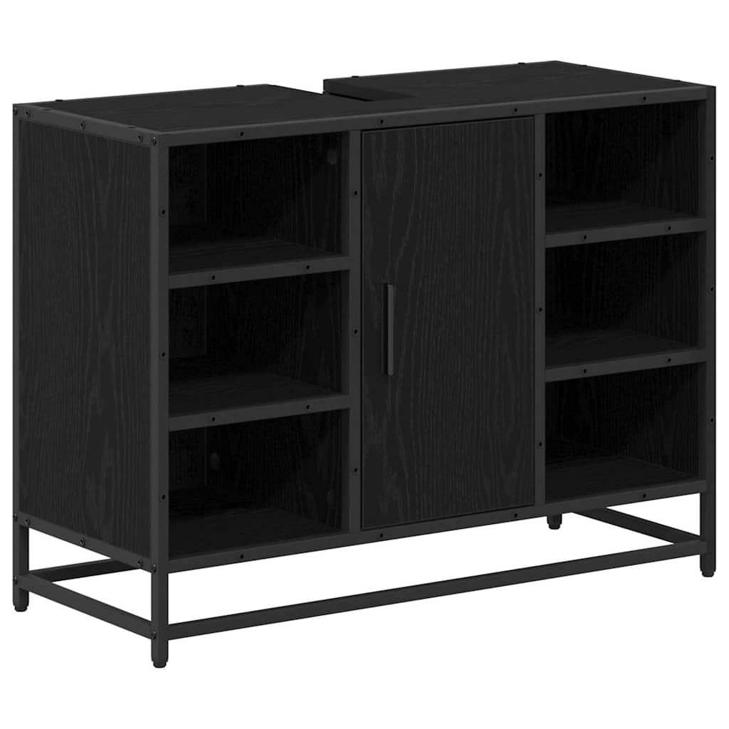 Bathroom Furniture Set 3 pcs Black Oak Engineered Wood