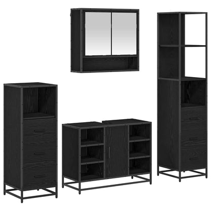 Bathroom Furniture Set 4 pcs Black Oak Engineered Wood