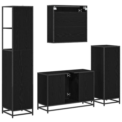 Bathroom Furniture Set 4 pcs Black Oak Engineered Wood