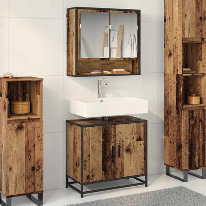 Bathroom Furniture Set with Door 2 pcs Old Wood Engineered Wood