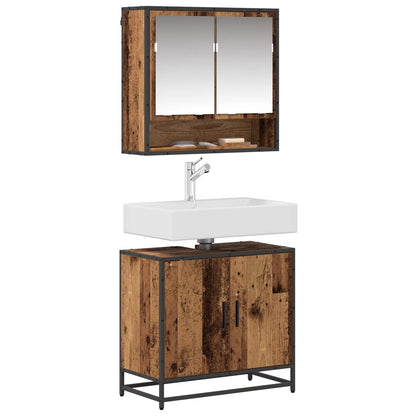 Bathroom Furniture Set with Door 2 pcs Old Wood Engineered Wood