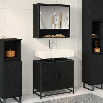 Bathroom Furniture Set 2 pcs Black Oak Engineered Wood