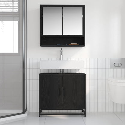 Bathroom Furniture Set 2 pcs Black Oak Engineered Wood