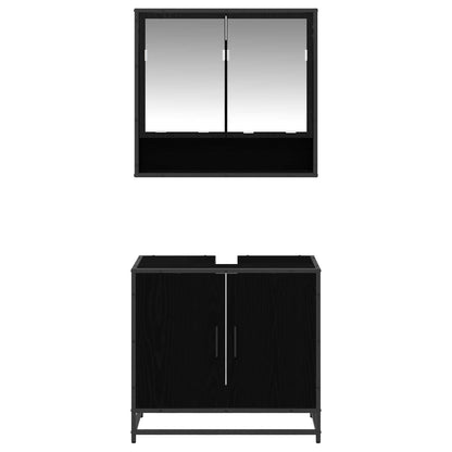 Bathroom Furniture Set 2 pcs Black Oak Engineered Wood
