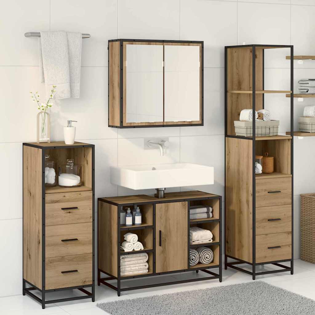 Bathroom Furniture Set 4 pcs Artisan Oak Engineered Wood
