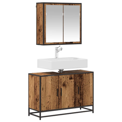 Bathroom Furniture Set with Door 2 pcs Old Wood Engineered Wood