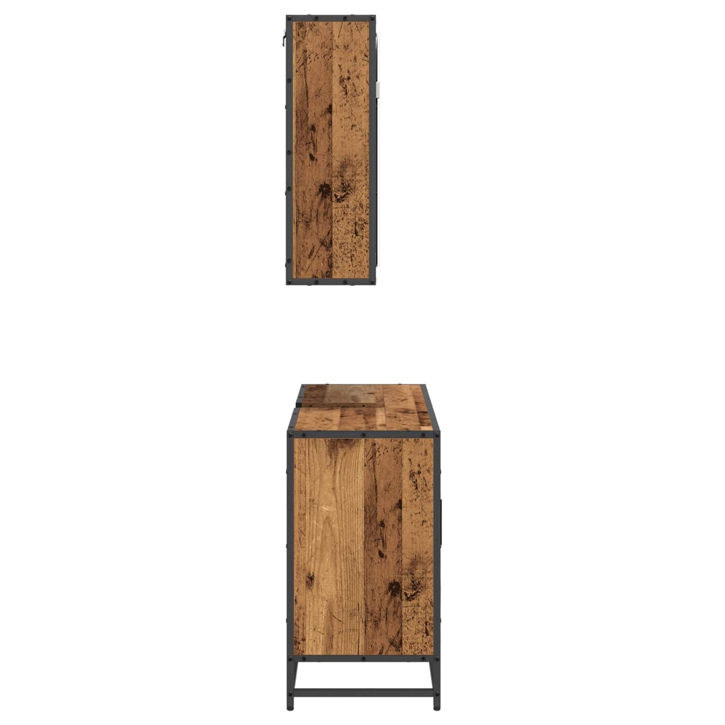 Bathroom Furniture Set with Door 2 pcs Old Wood Engineered Wood