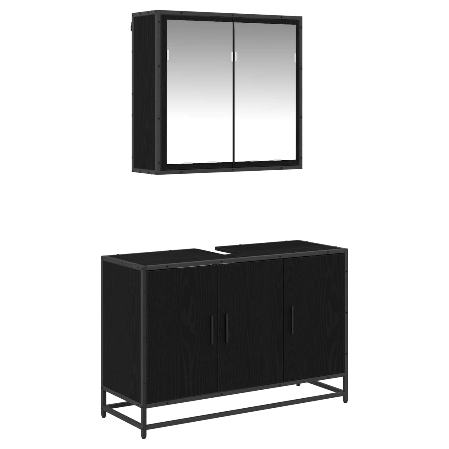 Bathroom Furniture Set 2 pcs Black Oak Engineered Wood
