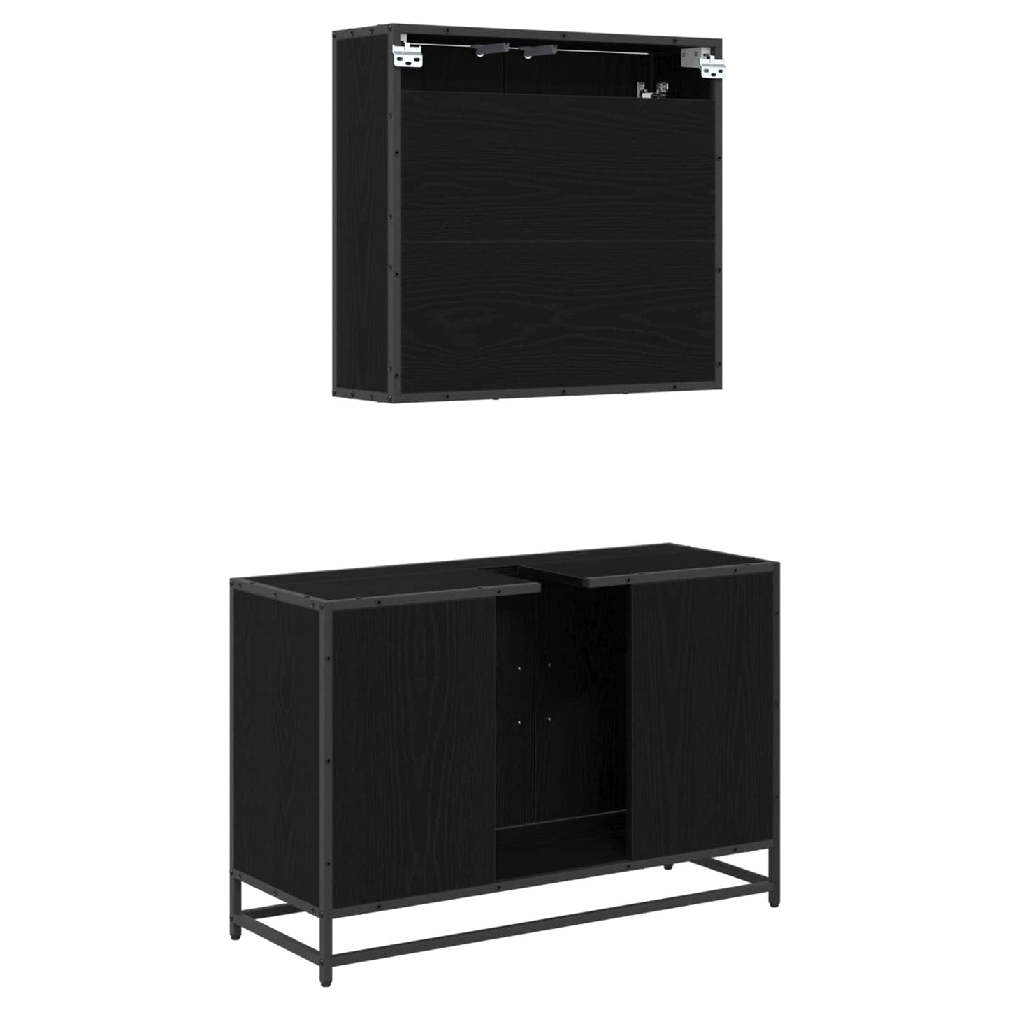 Bathroom Furniture Set 2 pcs Black Oak Engineered Wood