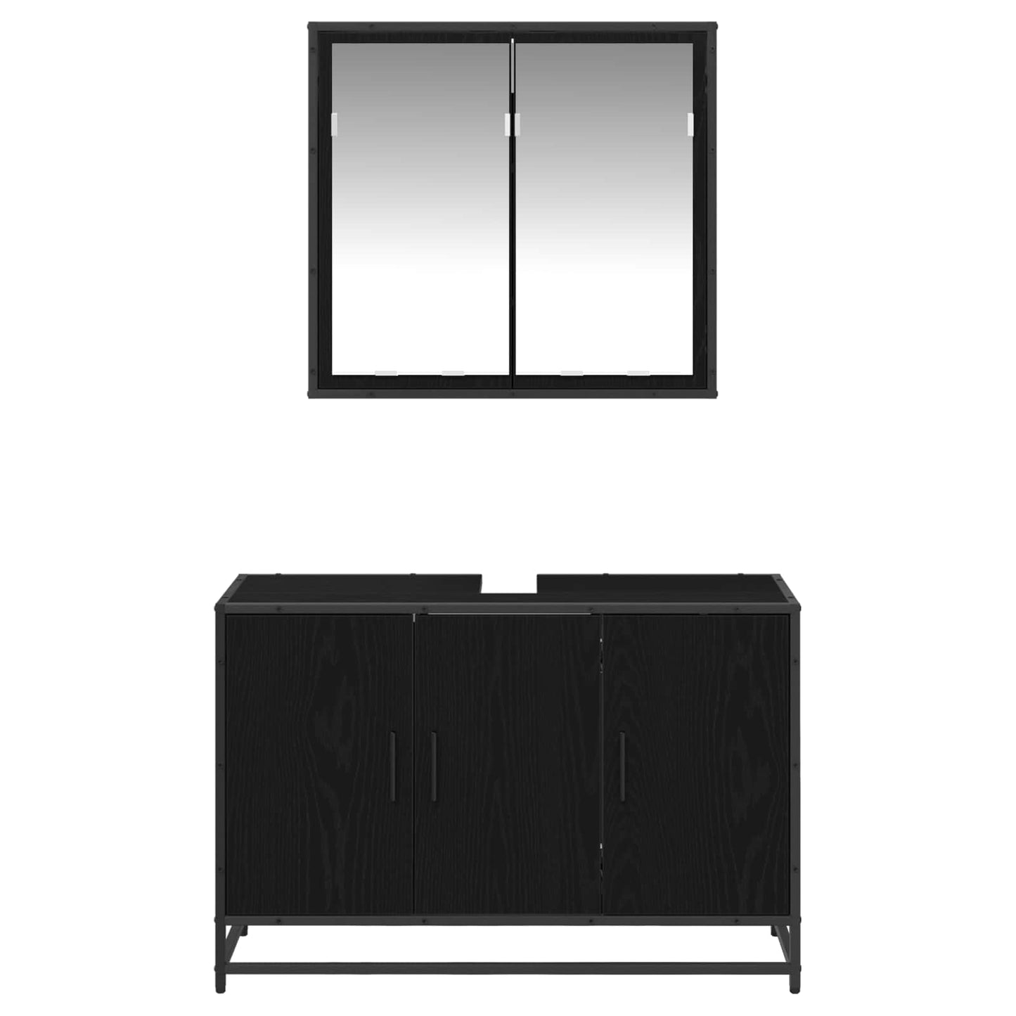 Bathroom Furniture Set 2 pcs Black Oak Engineered Wood
